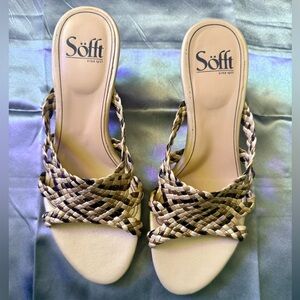 Söfft Woven Cork Heel Sandals, Size 6